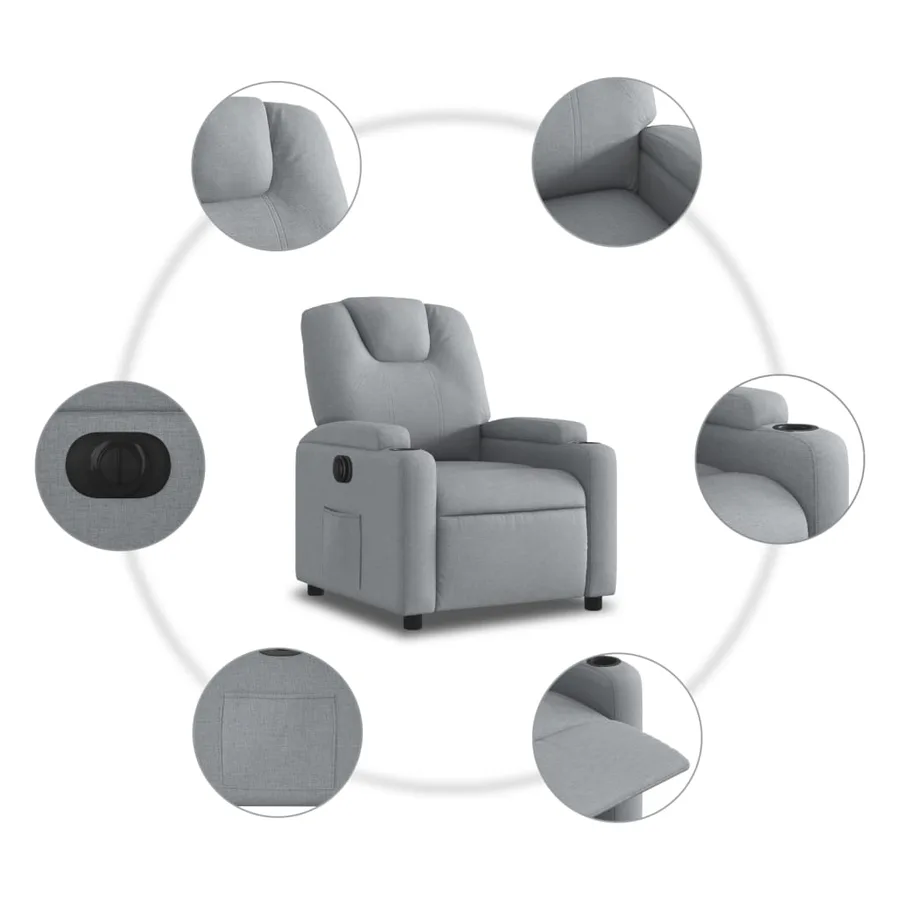 Fauteuil inclinable électrique Gris clair Tissu - 8