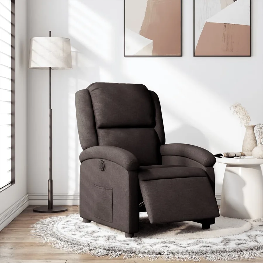 Fauteuil inclinable électrique Marron foncé Tissu - 16