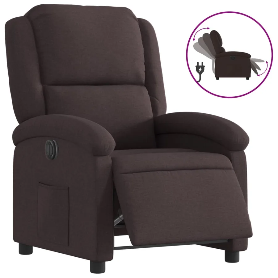 Fauteuil inclinable électrique Marron foncé Tissu - 2