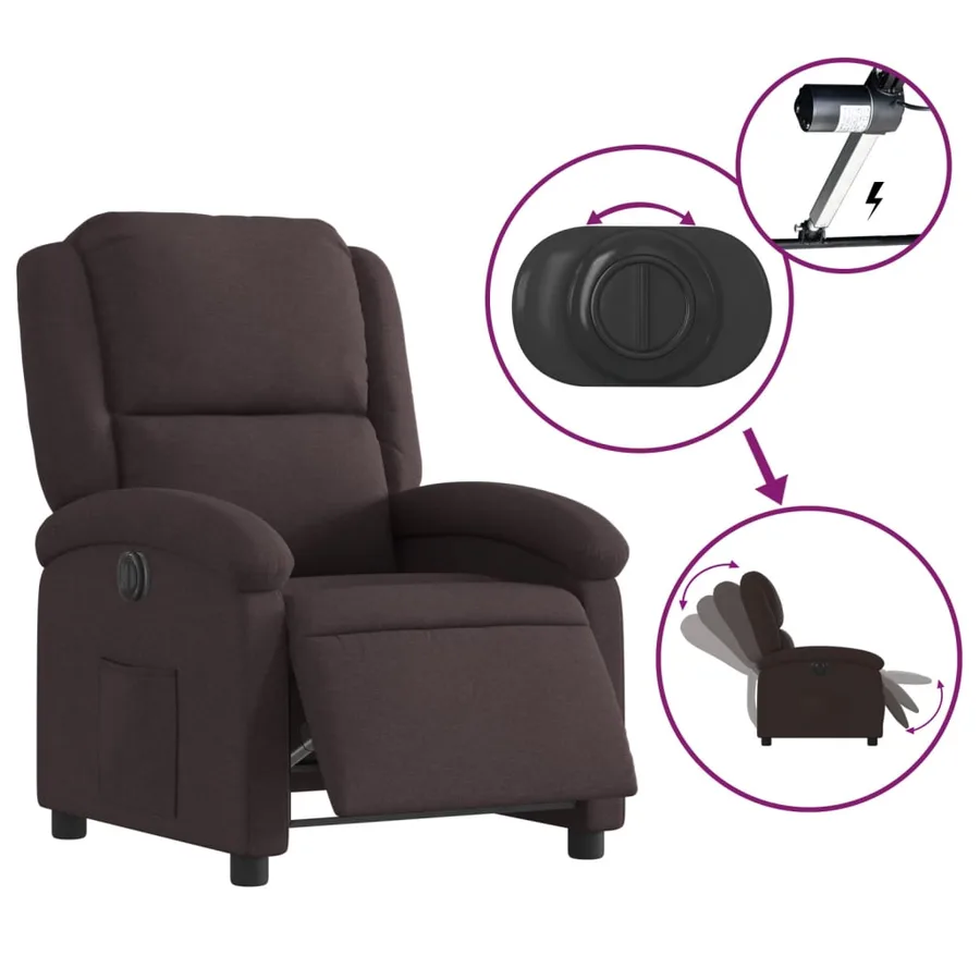 Fauteuil inclinable électrique Marron foncé Tissu - 6