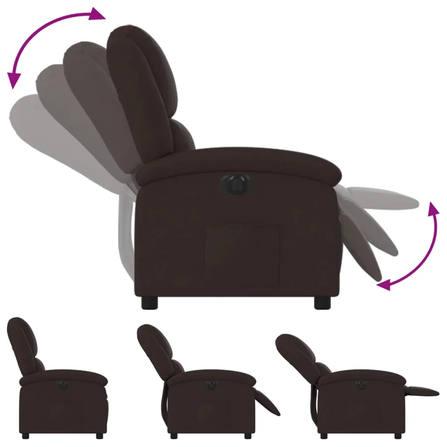 Fauteuil inclinable électrique Marron foncé Tissu - 7