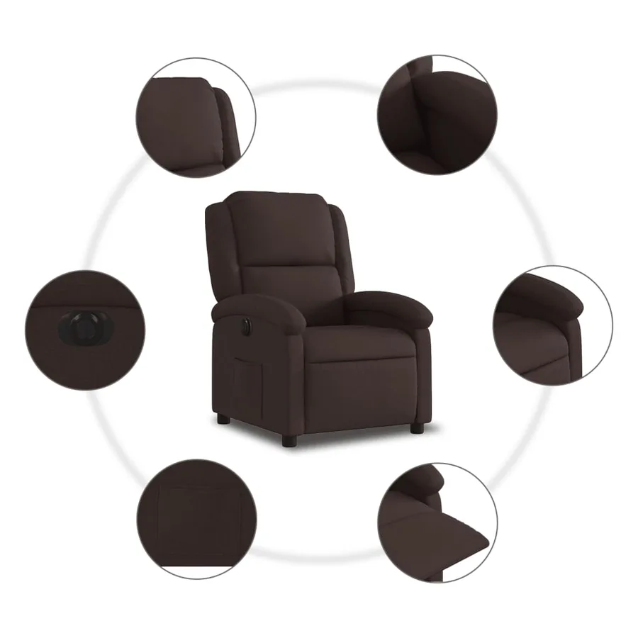Fauteuil inclinable électrique Marron foncé Tissu - 8