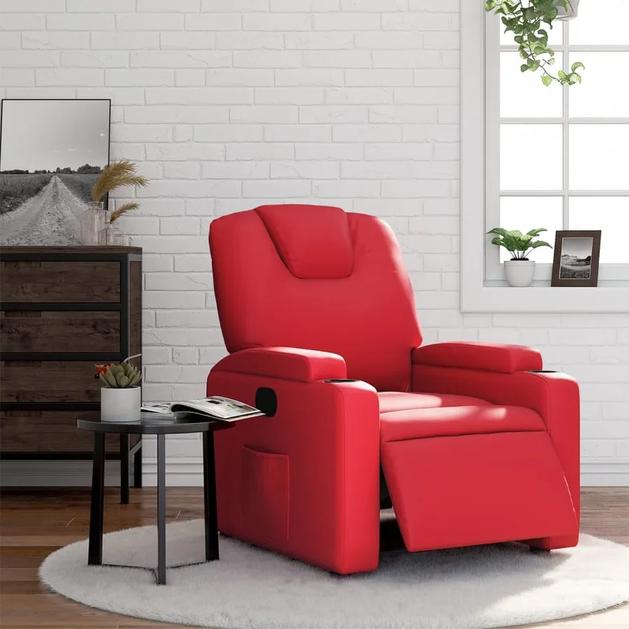 Fauteuil inclinable électrique Rouge Similicuir - 15