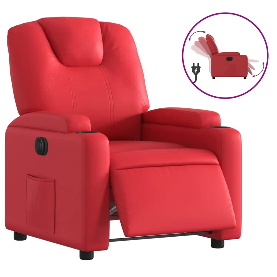 Fauteuil inclinable électrique Rouge Similicuir - 2