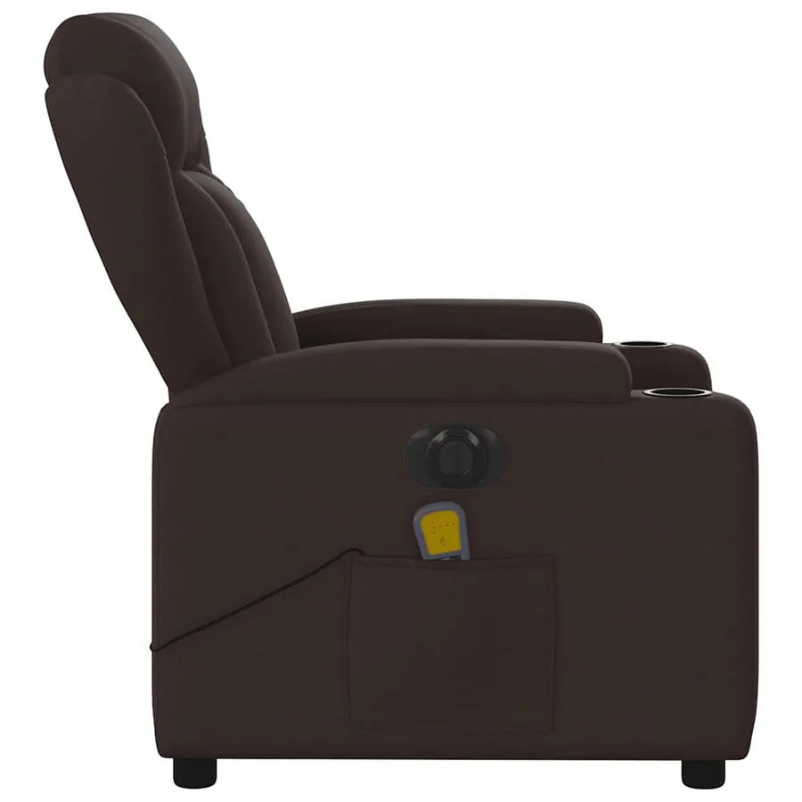 Fauteuil de massage inclinable électrique Marron foncé Tissu - 10