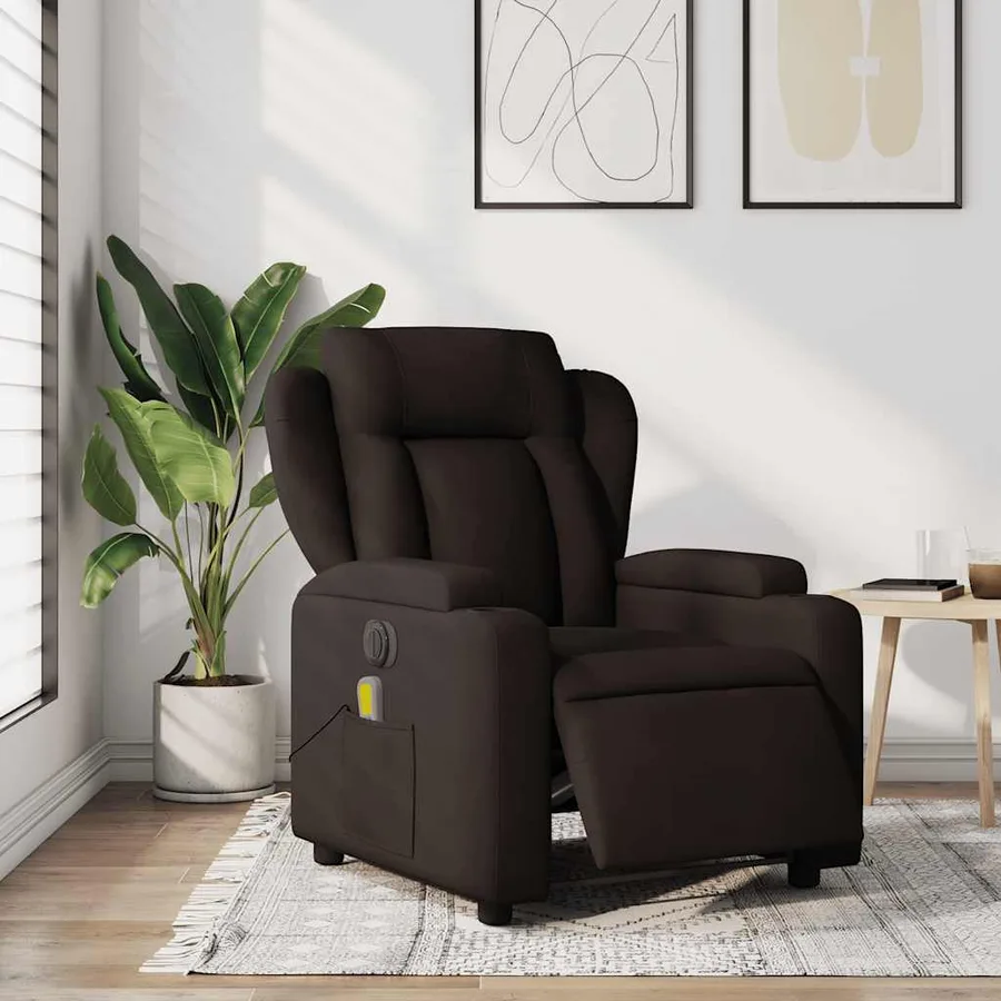 Fauteuil de massage inclinable électrique Marron foncé Tissu - 15