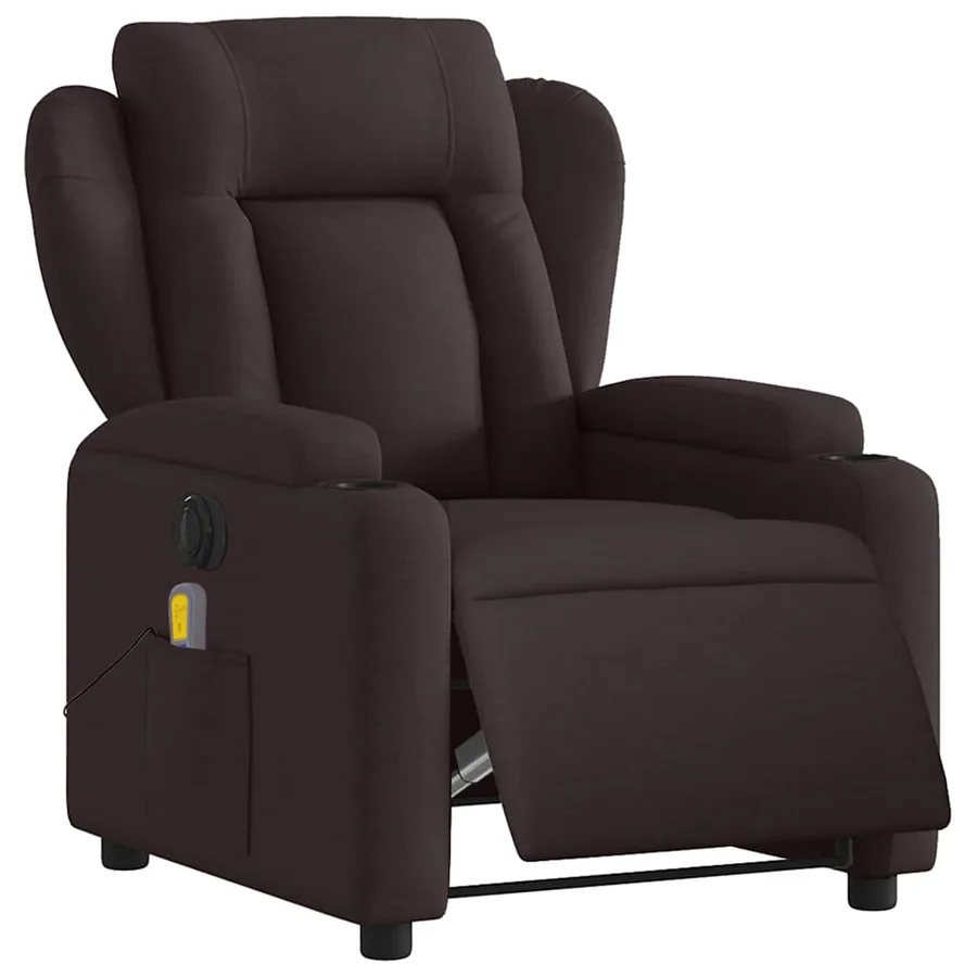 Fauteuil de massage inclinable électrique Marron foncé Tissu - 3