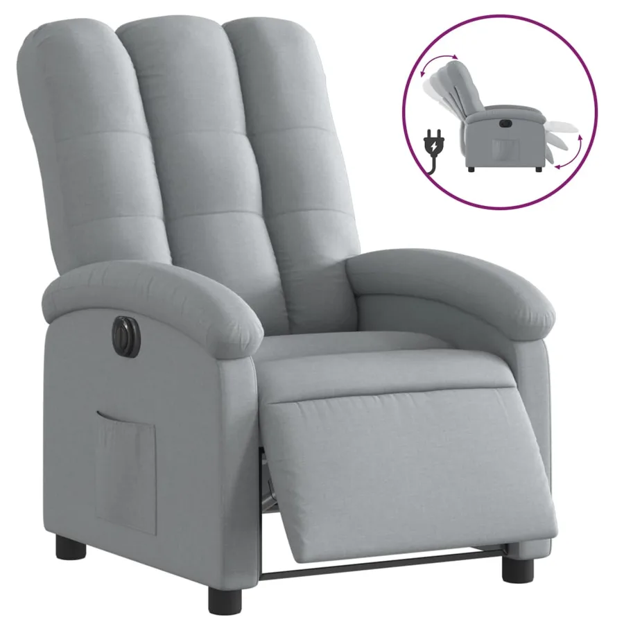 Fauteuil inclinable électrique Gris clair Tissu - 2