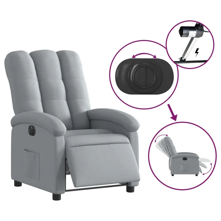 Fauteuil inclinable électrique Gris clair Tissu - 6