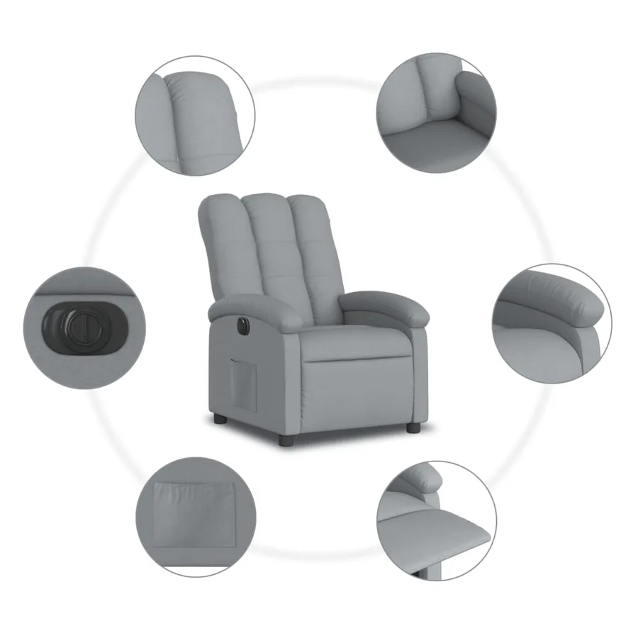 Fauteuil inclinable électrique Gris clair Tissu - 8