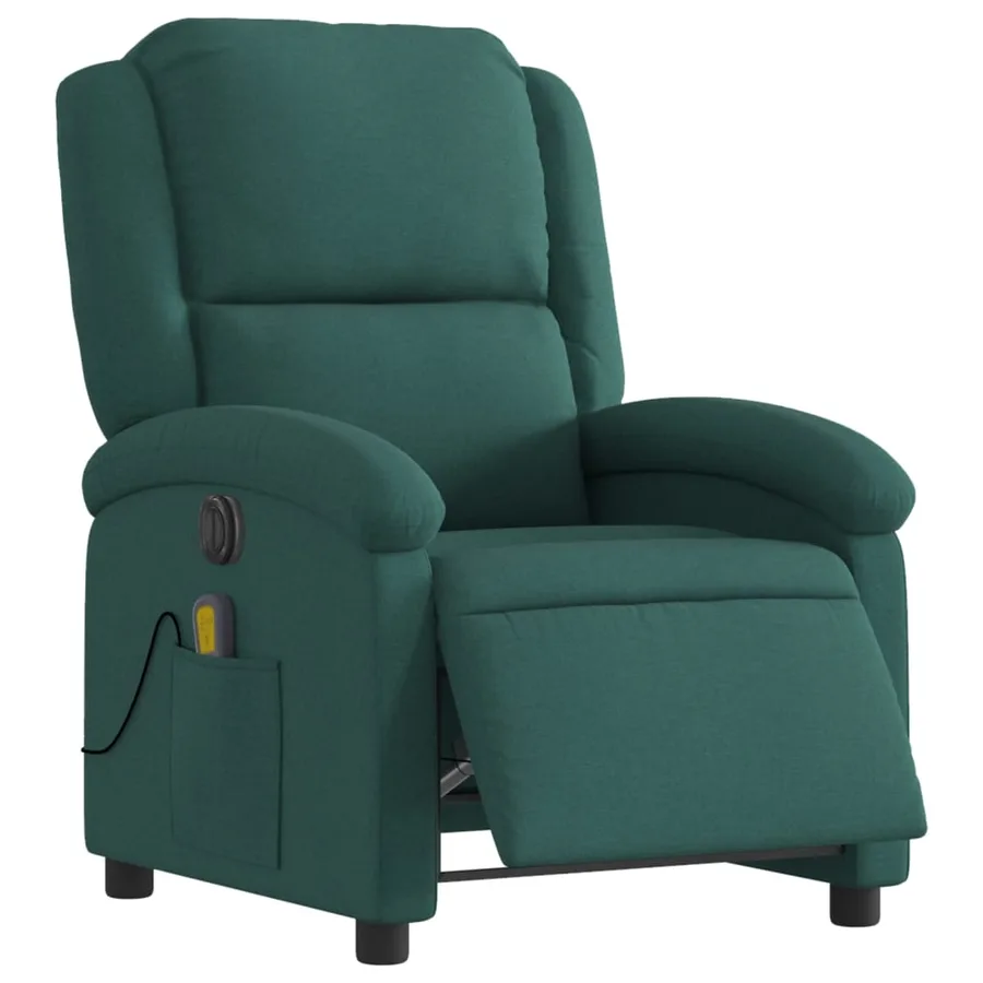 Fauteuil de massage inclinable électrique Vert foncé Tissu - 3