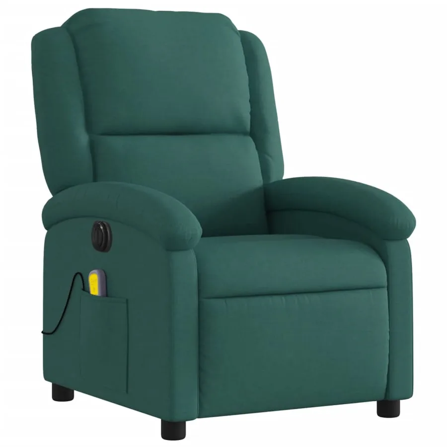 Fauteuil de massage inclinable électrique Vert foncé Tissu - 4
