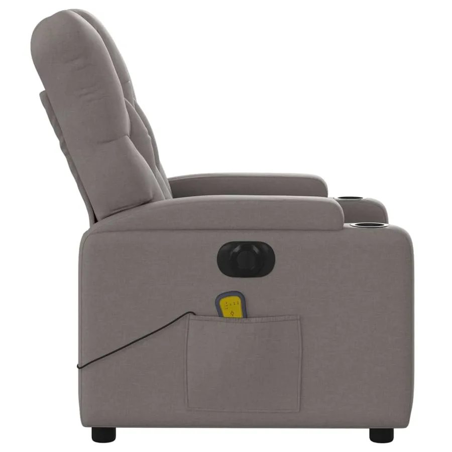 Fauteuil de massage inclinable électrique Taupe Tissu - 10