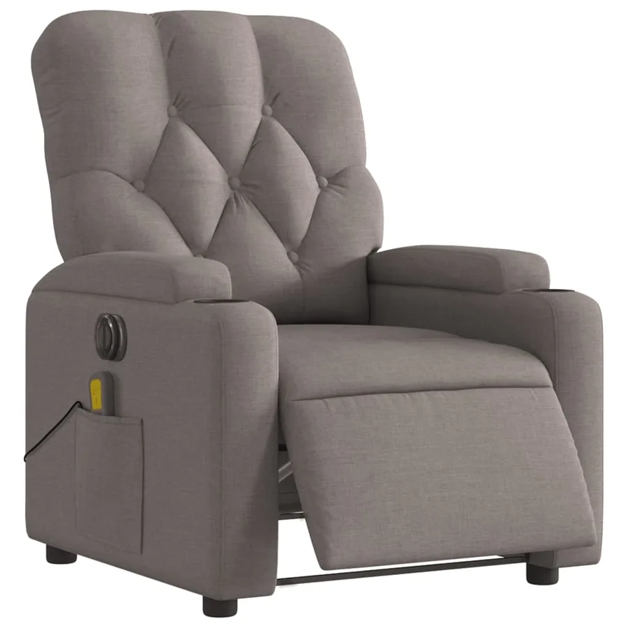 Fauteuil de massage inclinable électrique Taupe Tissu - 3