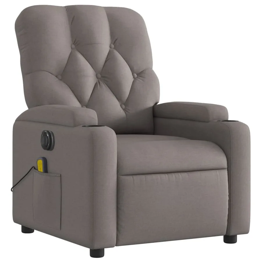 Fauteuil de massage inclinable électrique Taupe Tissu - 4