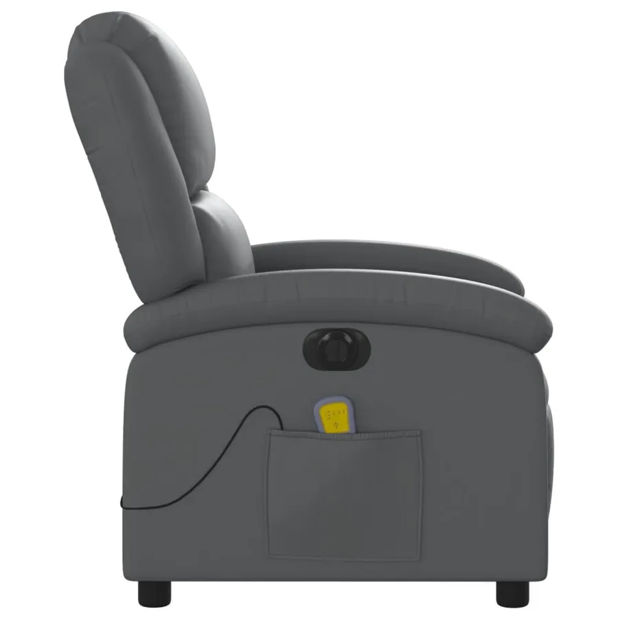 Fauteuil de massage inclinable électrique gris similicuir - 10