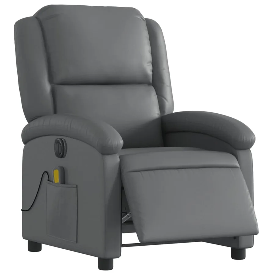 Fauteuil de massage inclinable électrique gris similicuir - 3