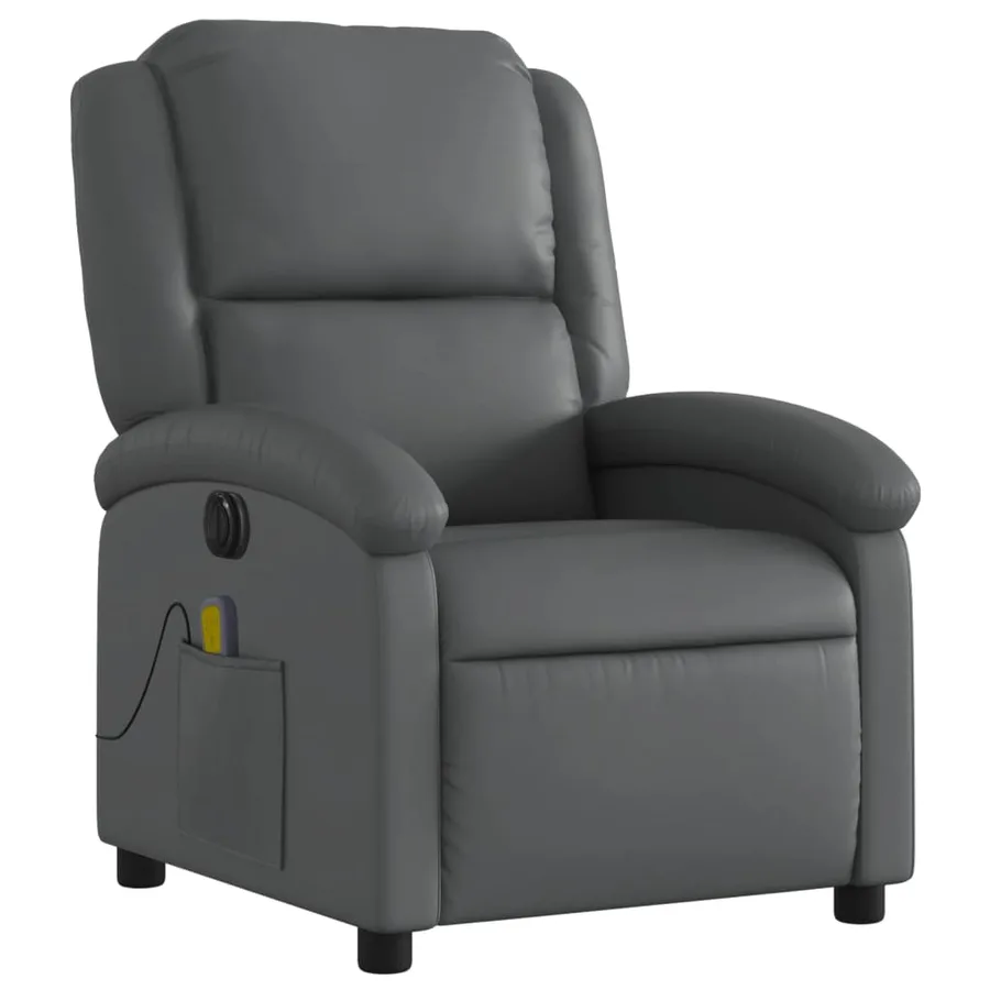 Fauteuil de massage inclinable électrique gris similicuir - 4