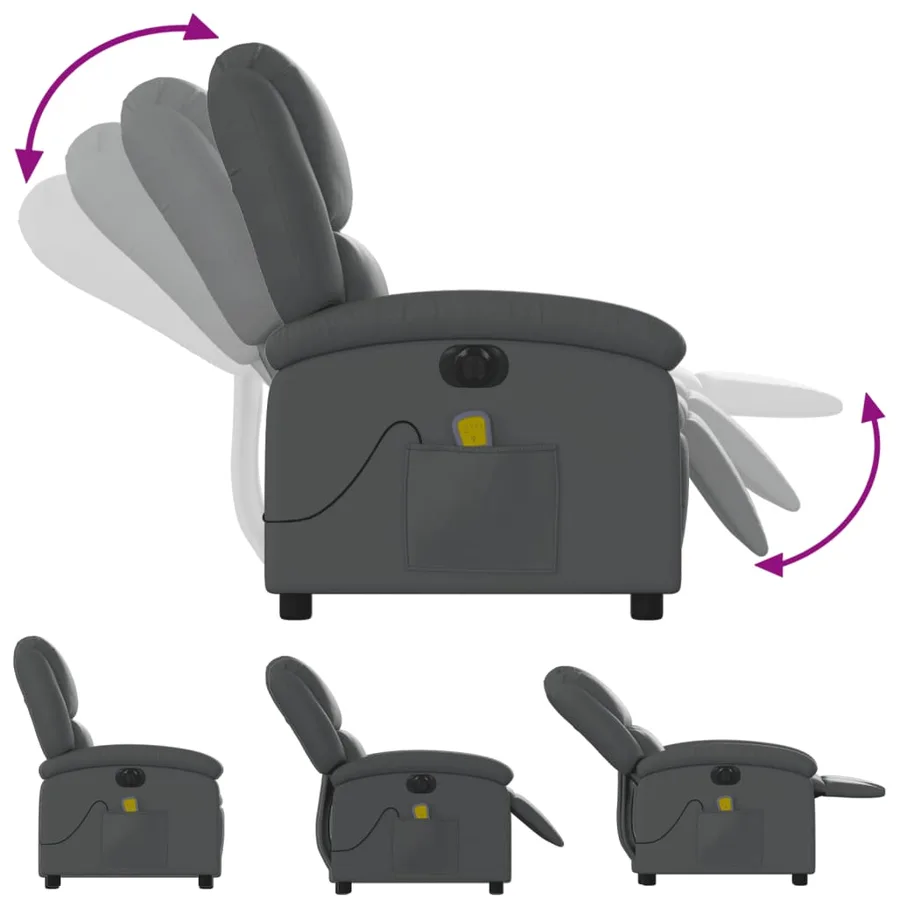 Fauteuil de massage inclinable électrique gris similicuir - 7