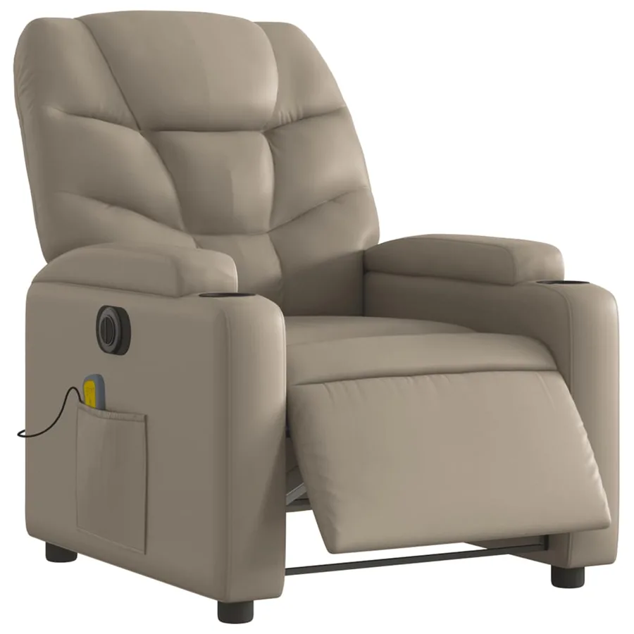 Fauteuil de massage inclinable électrique cappuccino similicuir - 3