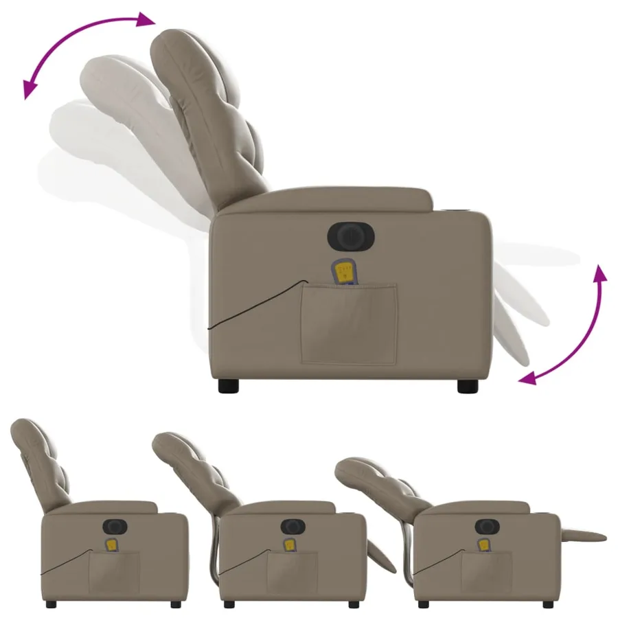 Fauteuil de massage inclinable électrique cappuccino similicuir - 7