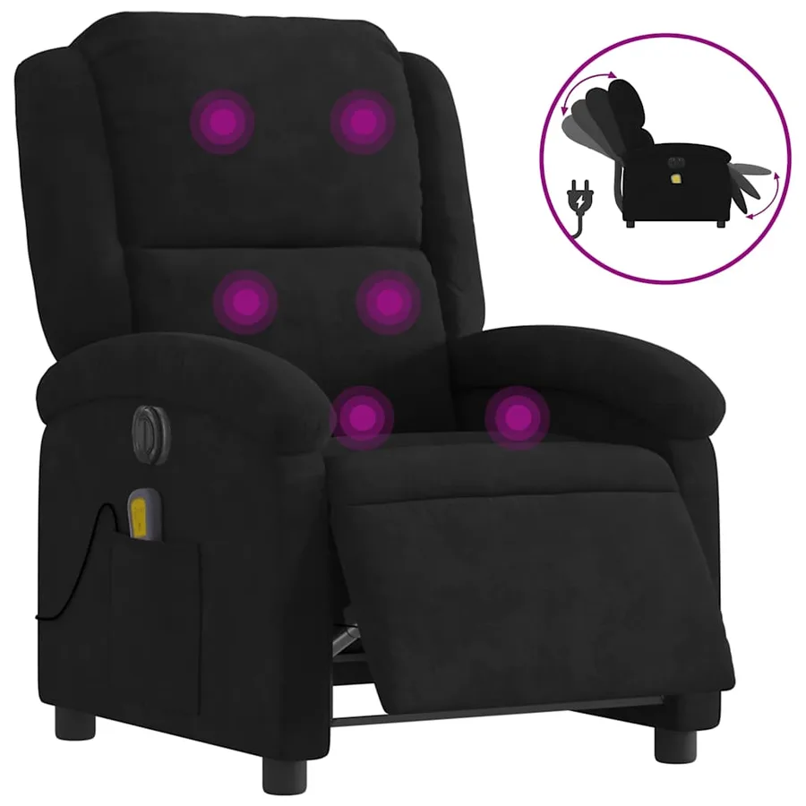 Fauteuil inclinable de massage électrique noir velours - 2