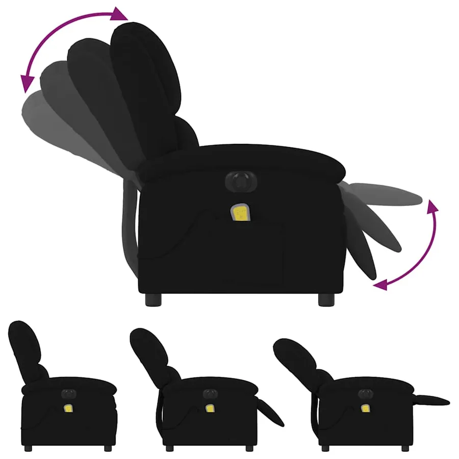 Fauteuil inclinable de massage électrique noir velours - 7