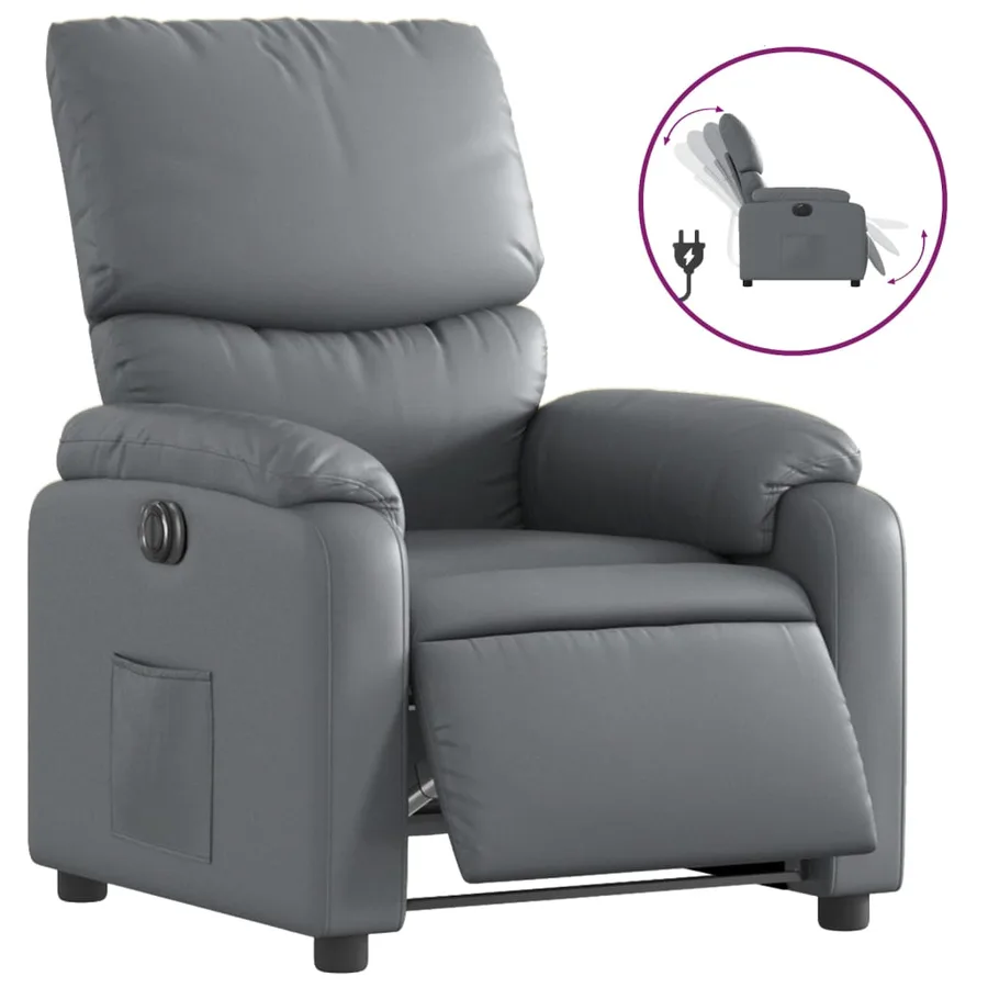 Fauteuil inclinable électrique Gris Similicuir - 2