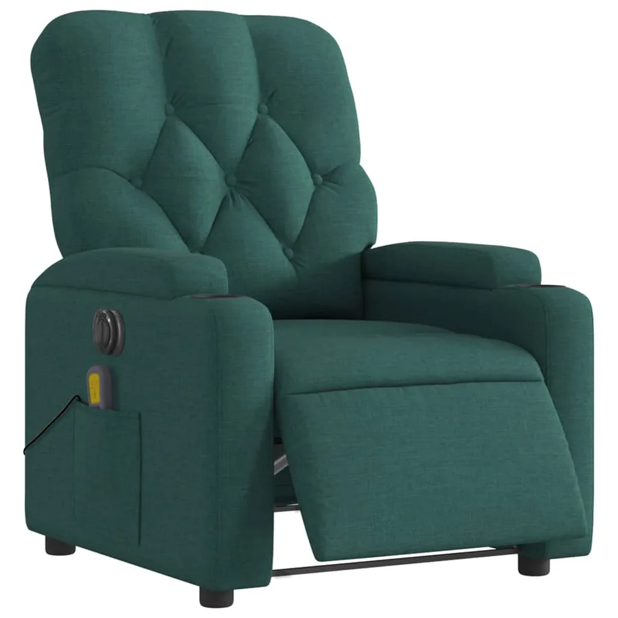 Fauteuil de massage inclinable électrique Vert foncé Tissu - 3