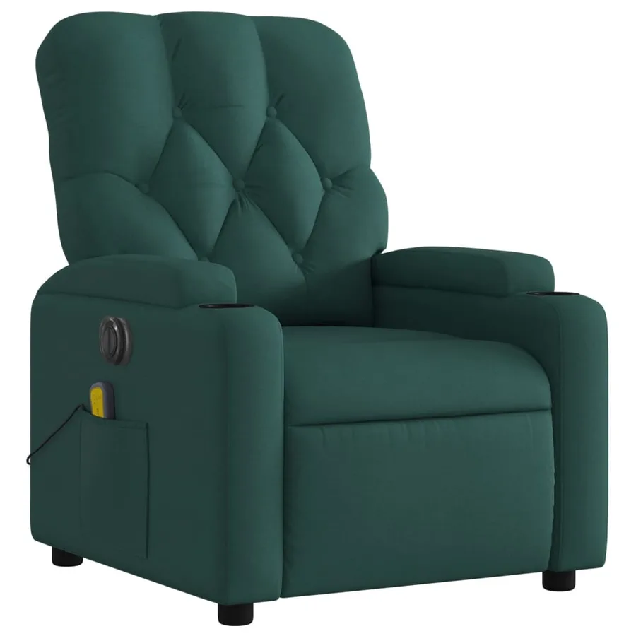 Fauteuil de massage inclinable électrique Vert foncé Tissu - 4