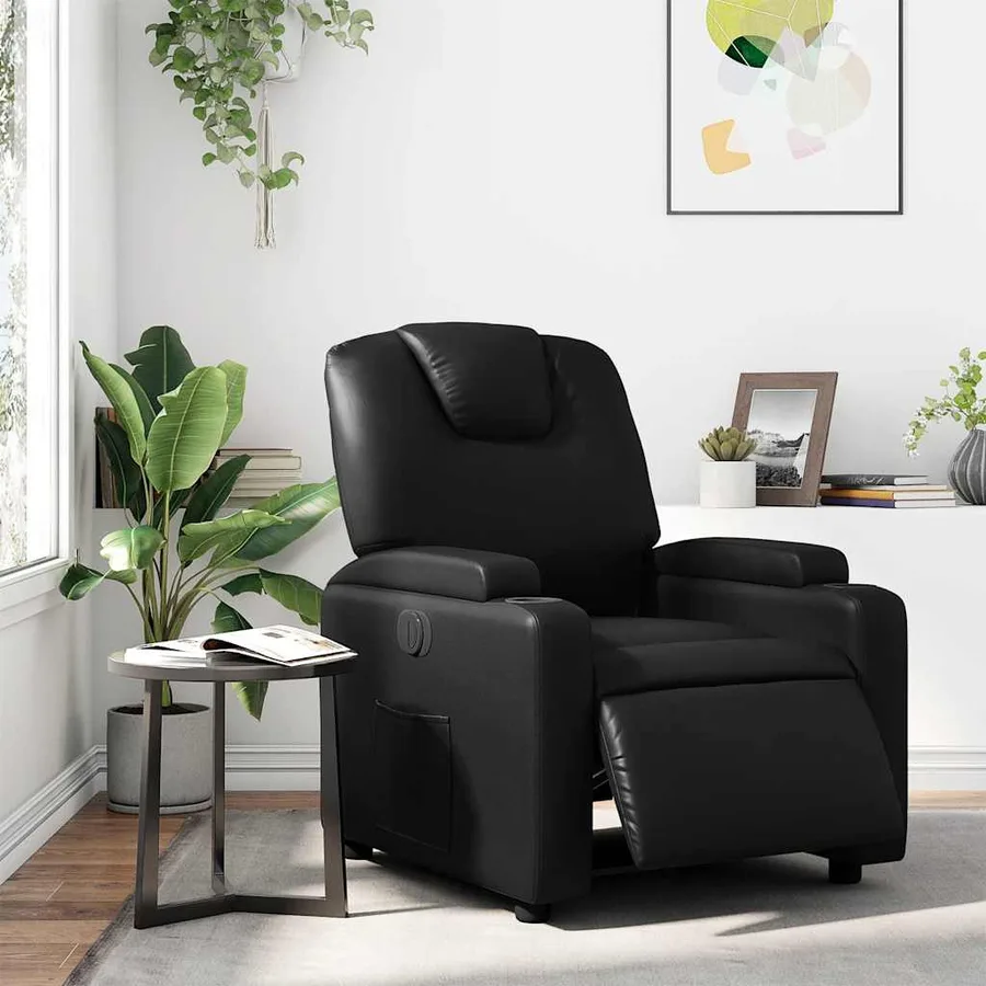 Fauteuil inclinable électrique Noir Similicuir - 15
