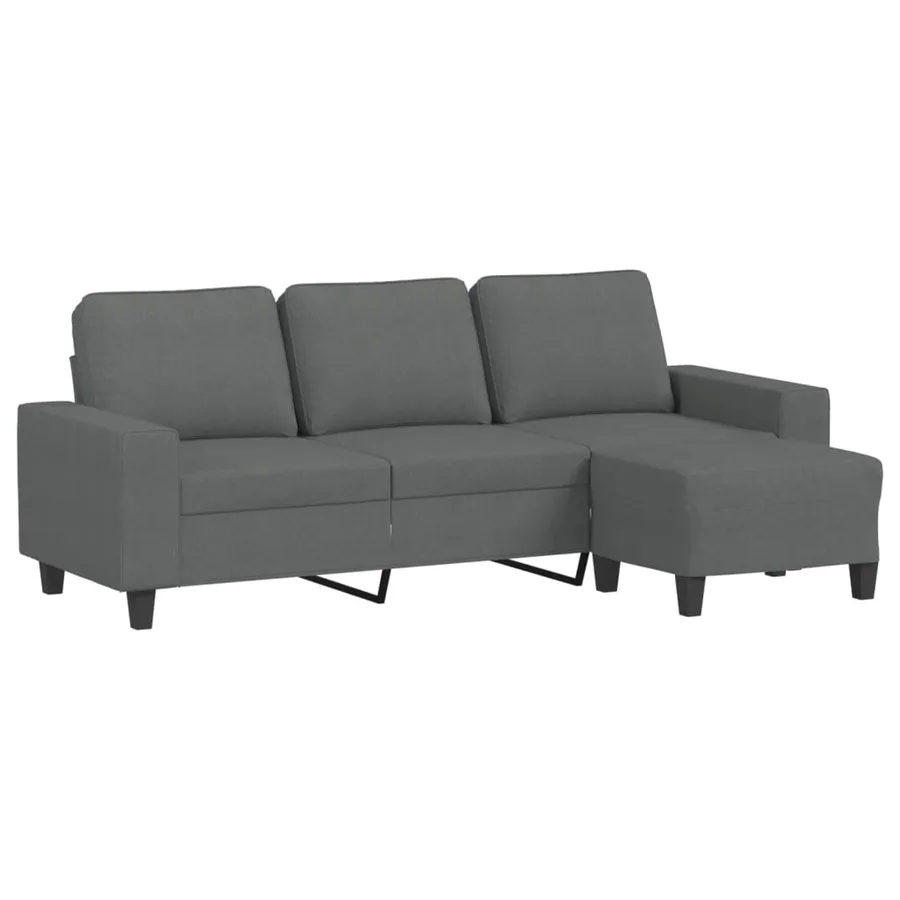 Canapé à 3 places avec repose-pieds Gris foncé 180 cm Tissu - 2