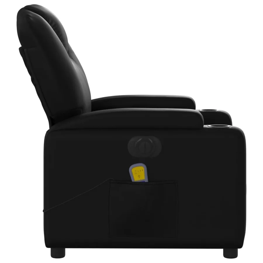 Fauteuil de massage inclinable électrique noir similicuir - 10