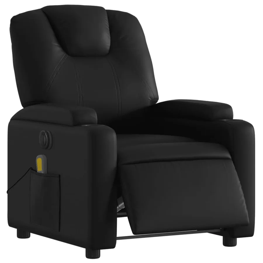 Fauteuil de massage inclinable électrique noir similicuir - 3
