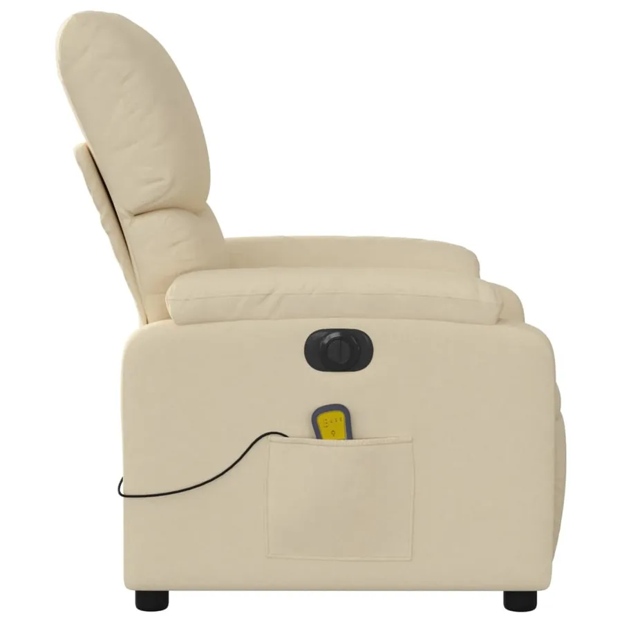 Fauteuil inclinable de massage électrique crème tissu - 10