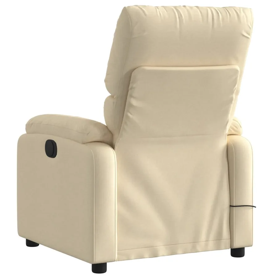 Fauteuil inclinable de massage électrique crème tissu - 5