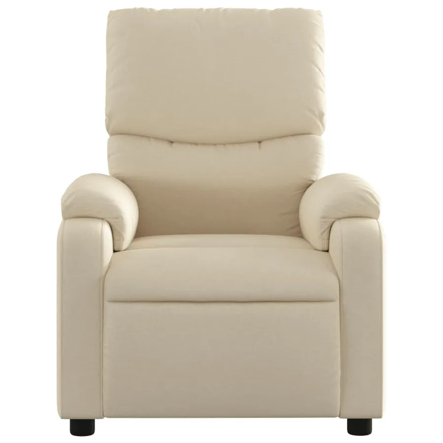 Fauteuil inclinable de massage électrique crème tissu - 9