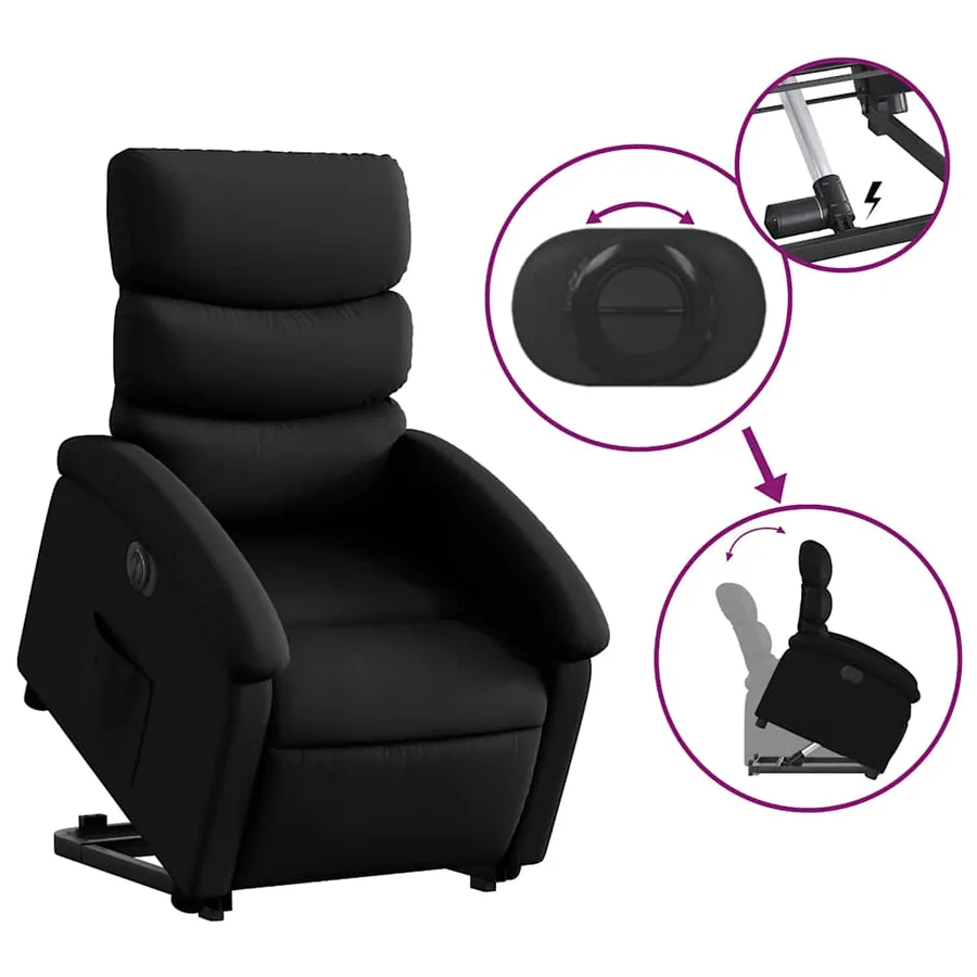 Fauteuil inclinable électrique noir similicuir - 11