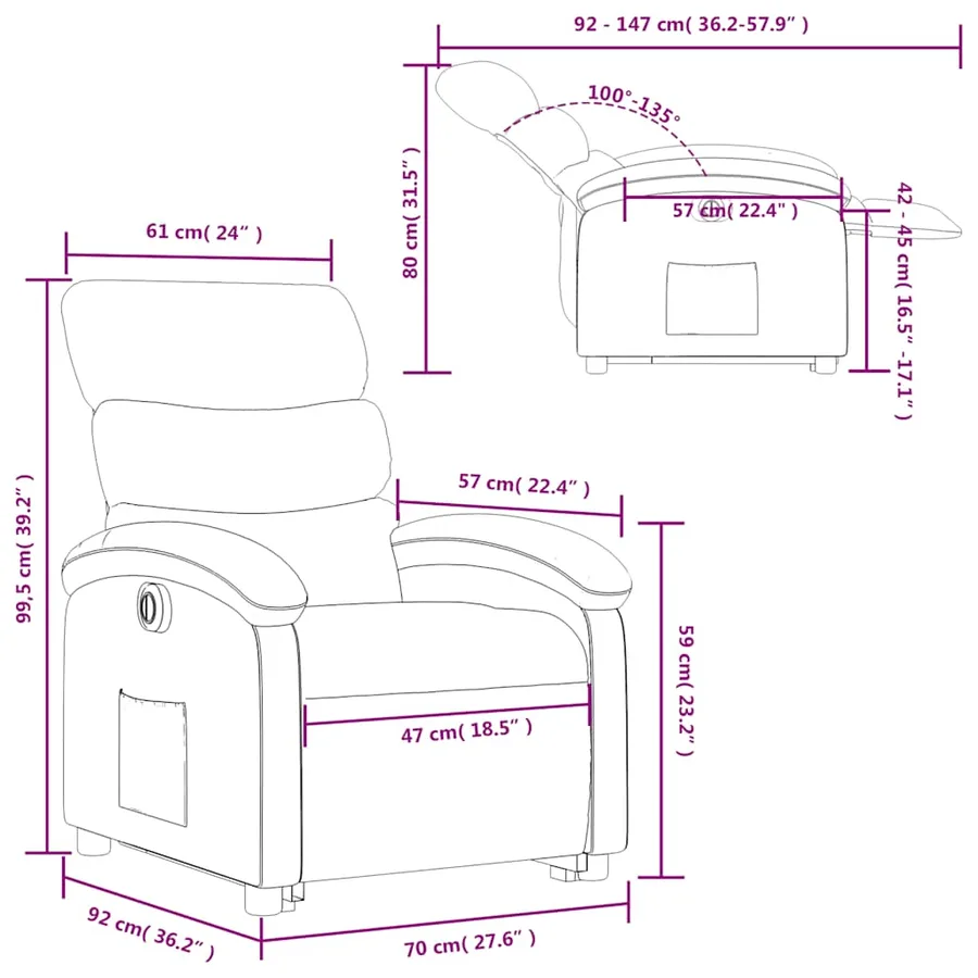 Fauteuil inclinable électrique noir similicuir - 17