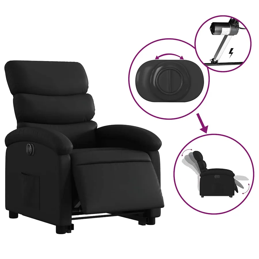 Fauteuil inclinable électrique noir similicuir - 6