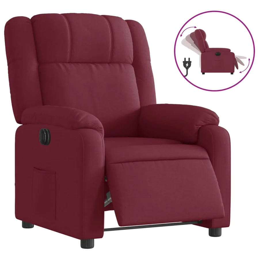 Fauteuil inclinable électrique Rouge bordeaux Tissu - 2