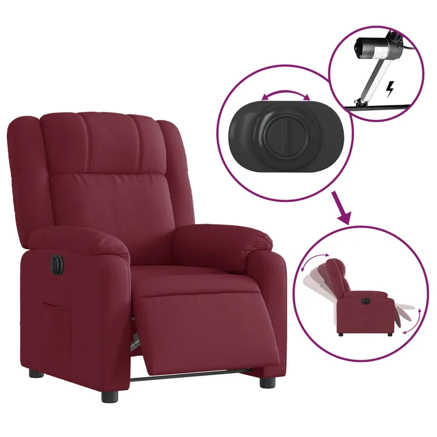 Fauteuil inclinable électrique Rouge bordeaux Tissu - 6