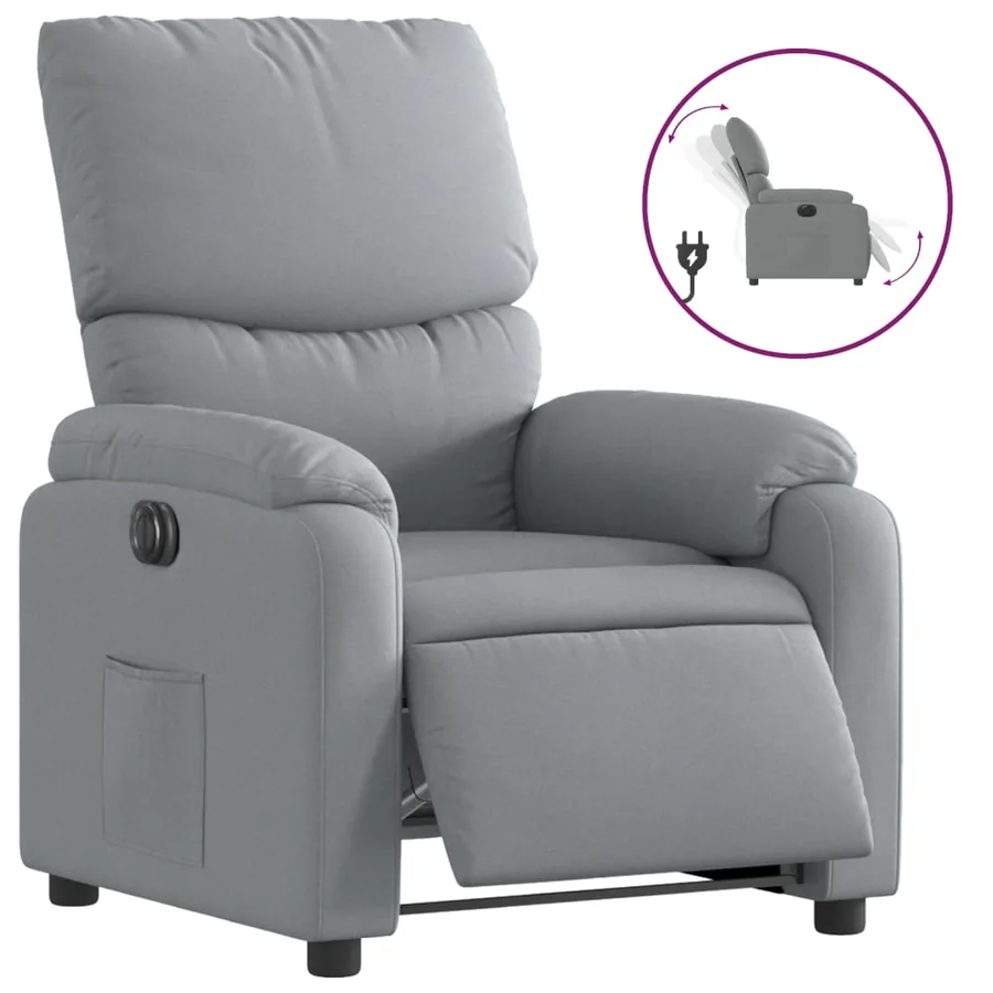 Fauteuil inclinable électrique Gris clair Tissu - 2
