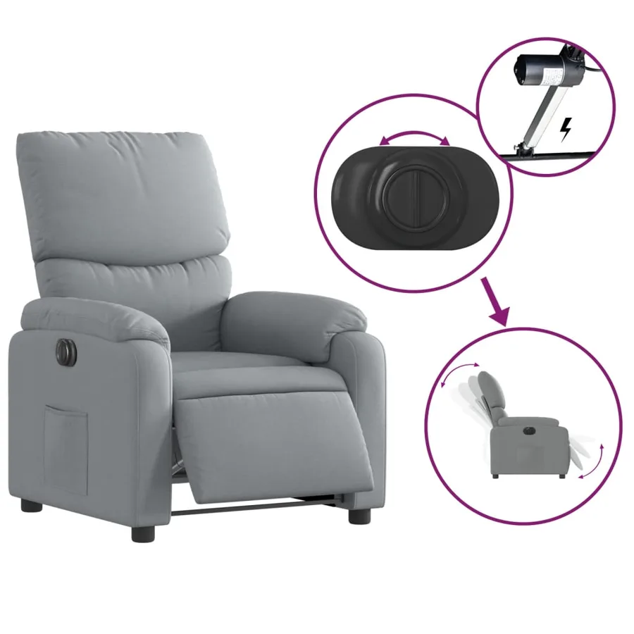 Fauteuil inclinable électrique Gris clair Tissu - 6