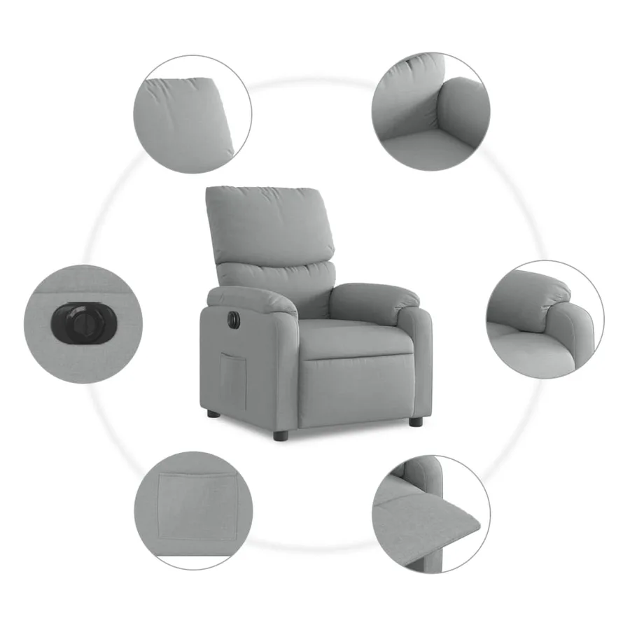 Fauteuil inclinable électrique Gris clair Tissu - 8