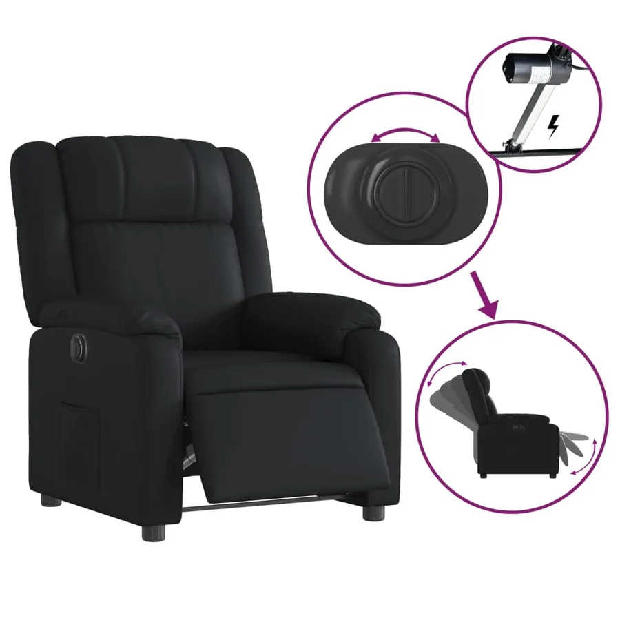 Fauteuil inclinable électrique Noir Similicuir - 6