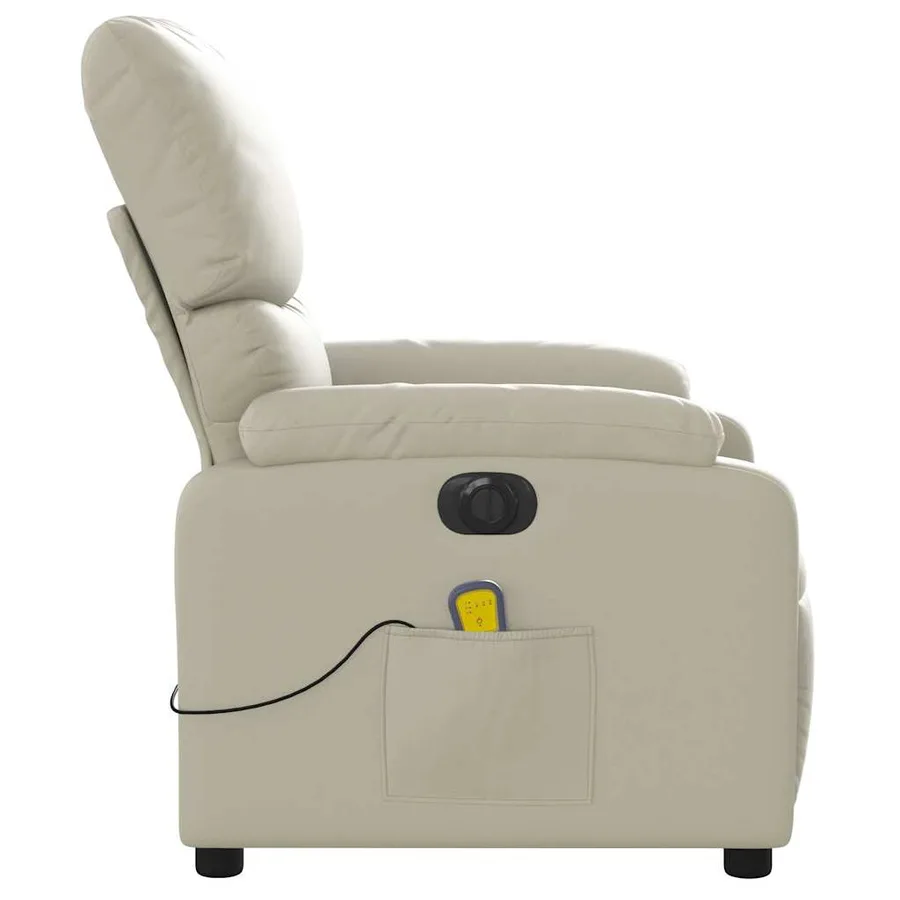 Fauteuil de massage inclinable électrique crème similicuir - 10