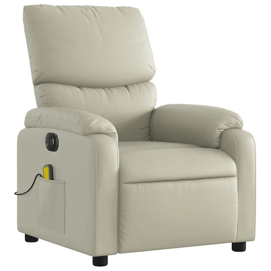 Fauteuil de massage inclinable électrique crème similicuir - 4
