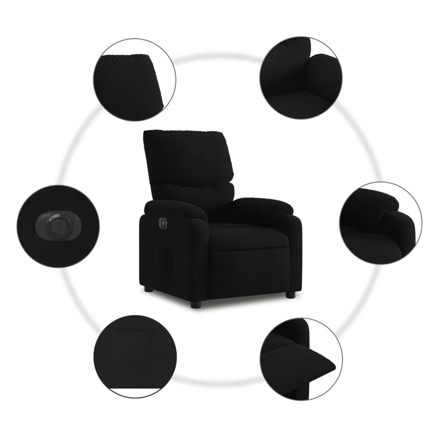 Fauteuil inclinable électrique Noir Tissu - 8
