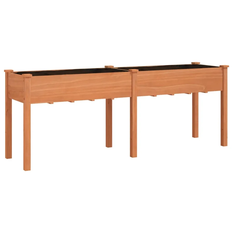 Jardinière avec doublure marron 203x53x76 cm bois massif sapin - 2
